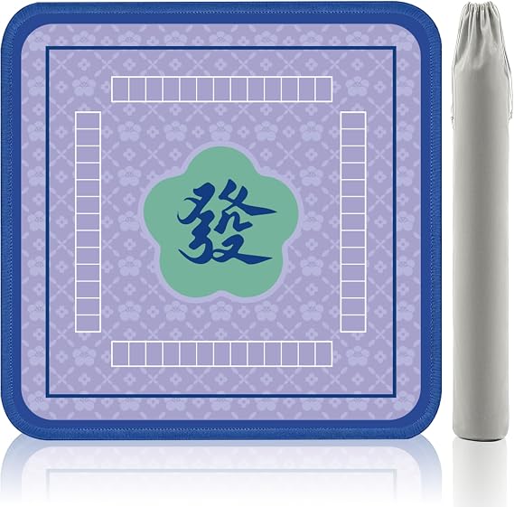 Purple Mahjong Mat for Table, American Mahjong Mat, 32.4x32.4 in 3mm Non-Slip Noise-Reducing Neoprene Table Cover with Carrying Bag for Mah Jongg, Poker, Card Games and Dominoes(Fortune)