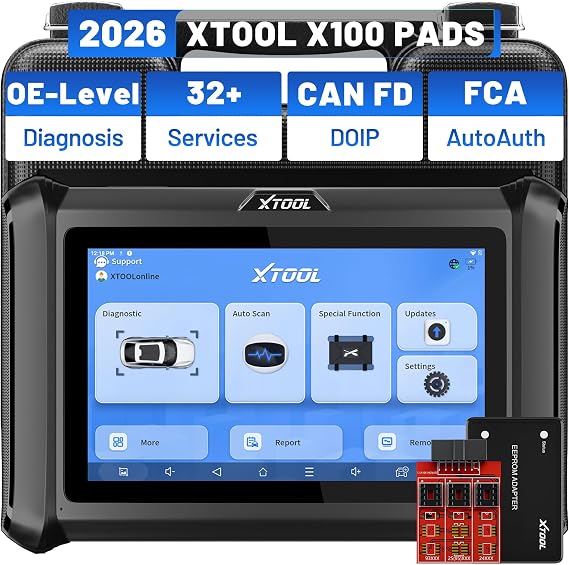 XTOOL X100 Pads AI-Assisted Scan Tool & Programmer Tool, 32+ Reset | Upgraded of X100 PAD, 2026 All System OBD2 Scanner, Car Scanner with FCA/CAN FD/DoIP, Crank Sensor Relearn, 2-Yrs Free Update