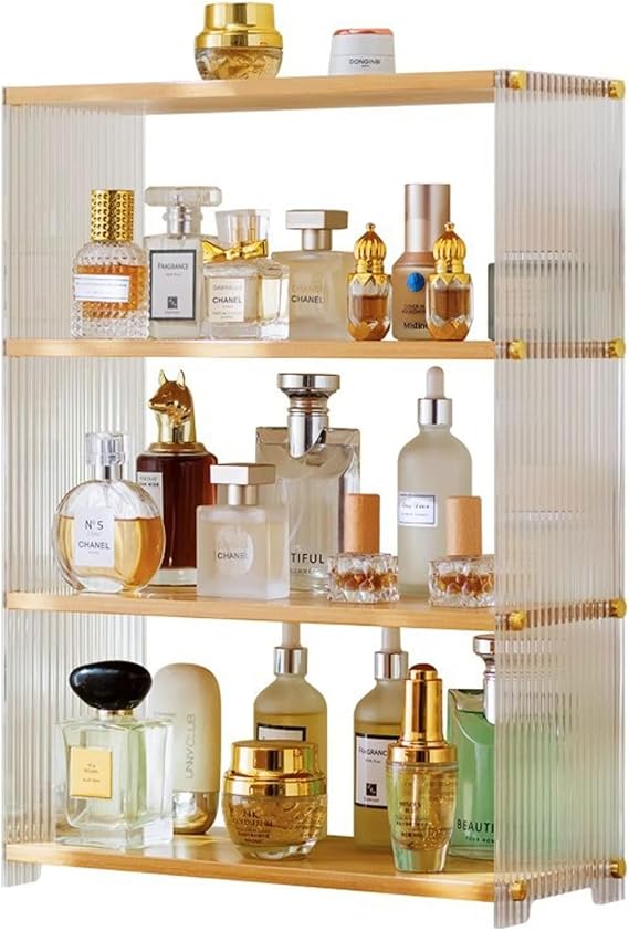 JingNian Bathroom Countertop Organizer, Multi-Purpose Skincare Counter Organizer, Acrylic Makeup Organizer Vanity Storage for Bathroom, Dresser(Medium)