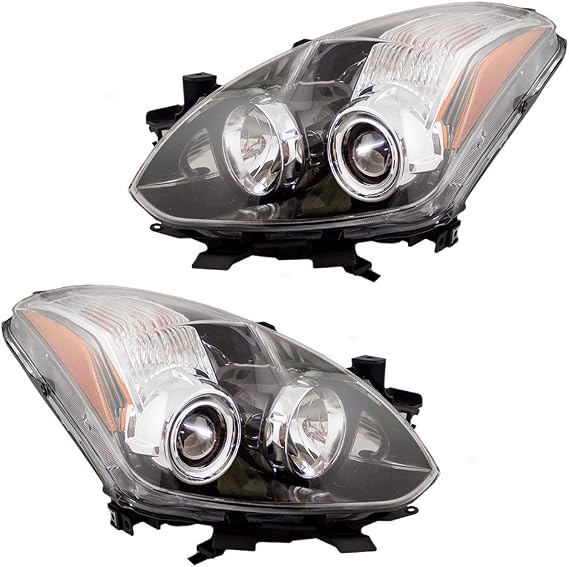 Brock Replacement for Driver and Passenger Halogen Headlights Headlamps Compatible with 10-13 Altima 26060-ZX10B 26010-ZX10B