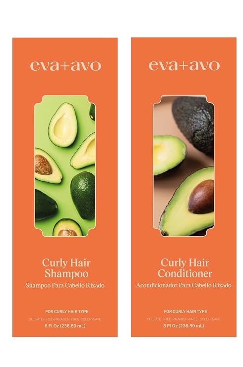 Eva + Avo Curly Hair Shampoo and Conditioner Combo Curl Defining & Frizz Control Hair Care Set