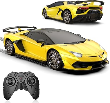 AEROQUEST 116 Lamborghini Remote Control Car,2.4GHz Officially Licensed Lamborghini Model RC Toy Car for Boys Girls Birthday Gift | Officially Licensed,Birthday Gift,Toys for ages 3-8,Aventador SVJ Mode,Electric Sport Racing,Hobby RC Cars,100 minutes