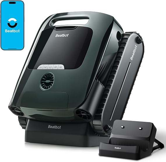 Beatbot AquaSense 2 Pro Pool Vacuum Robot with Charging Dock Station,Unmatched 5-in-1 Cleaning, Water Surface with Remote Navigation, Surface Parking, Clarifies Water,for Pools up to 3,875 Sq.ft