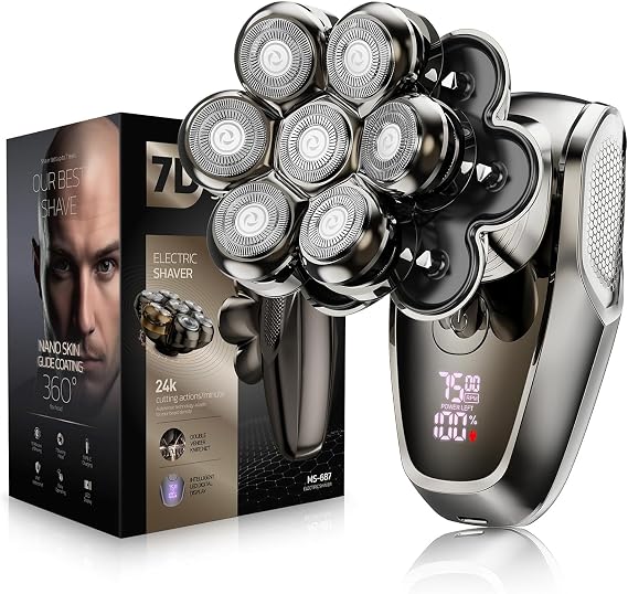 SHPAVVER Detachable Bald Head Shaver - LED Display, Dry/Wet, IPX7 Waterproof, Type-C Charge