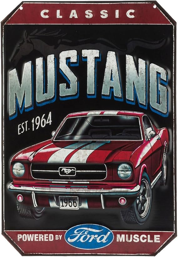 Ford Classic '66 Mustang Embossed Metal Sign