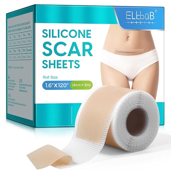 Silicone Scar Sheets (1.6 x 120), Medical Grade Scar Tape for C-Section, Surgery, Keloid, Burn, Acne Scars - Reusable, Pain-Free, Safe for Sensitive Skin