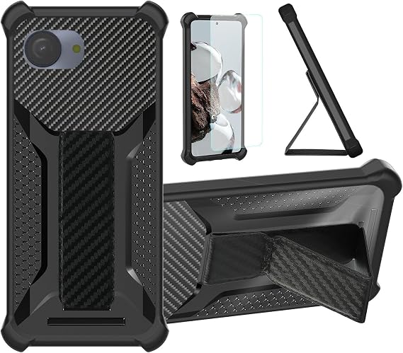 bojioderf for NUU X7 Plus Case Compatible for NUU Mobile X7 Plus Phone Case Stand Cover [with Tempered Glass Screen Protector] Hybrid Case [Folding Support Magnetic] [Frosted Anti-Fingerprint] Black
