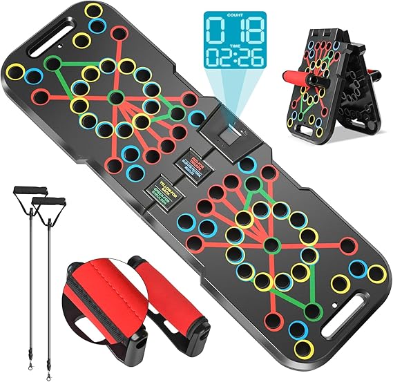 Push Up Board with Smart Count, Multi-Function 60 in 1 Push Up Bar | Foldable & Portable Push up Handles for Floor, Professional Strength Training Equipment For Men & Women at Home Gym