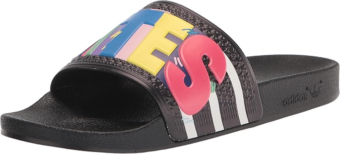adidas Originals Men's Adilette Slides Sandal, Black/White/Black Pride, 17