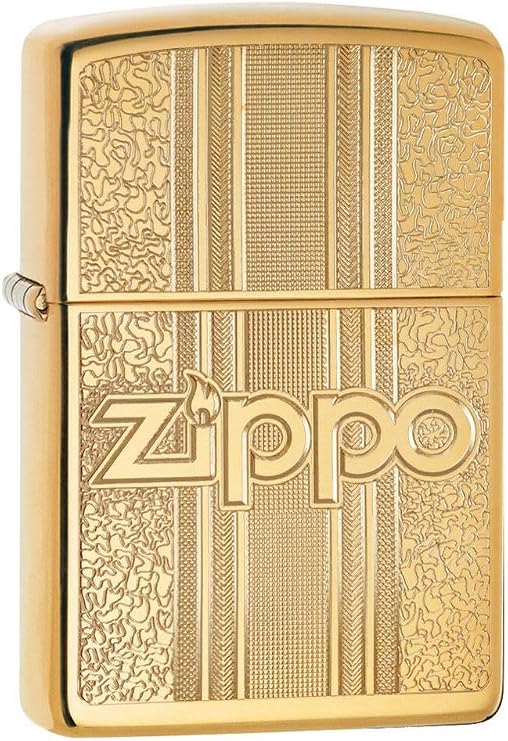 Zippo and Pattern Design High Polish Brass Pocket Lighter, One Size