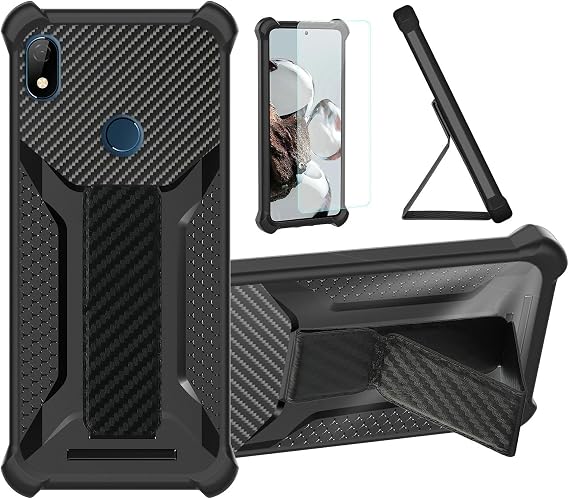 bojioderf Case Compatible for Hot Pepper Ghost HPP-GS1 Phone Case Cover [with Tempered Glass Screen Protector] Hybrid Case [Folding Support Magnetic] [Frosted Anti-Fingerprint] Black