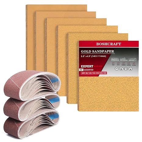 BOSHCRAFT 1/4 Sheet Sand Paper and Sanding Belt