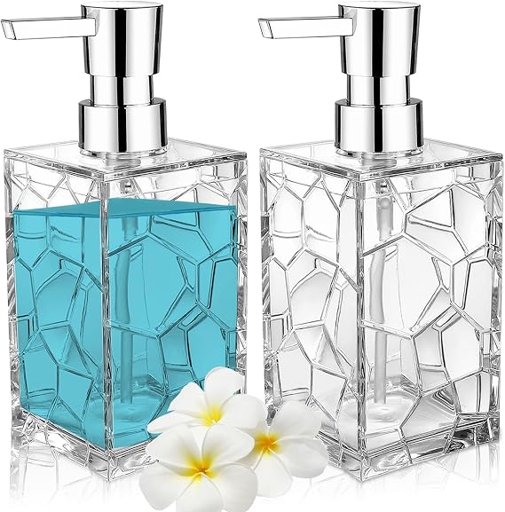 YAUKPH 2 Pack Clear Rust Proof Soap Dispenser | Acrylic material for bathroom and kitchen countertops