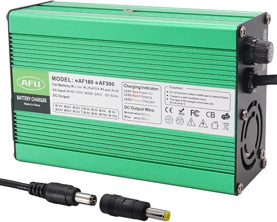 58.8V 4A Li-ion Charger with Multiple Safety Protections Suitable for 14S 52V Li-ion Battery (DC 5.5 x 2.5mm/5.5 x 2.1mm Plug)