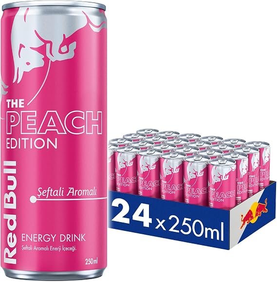 Red Bull Enerji İçeceği, Şeftali, 250 ML (24'Lü Paket, 24 x 250 ML), Enerji, Kutu