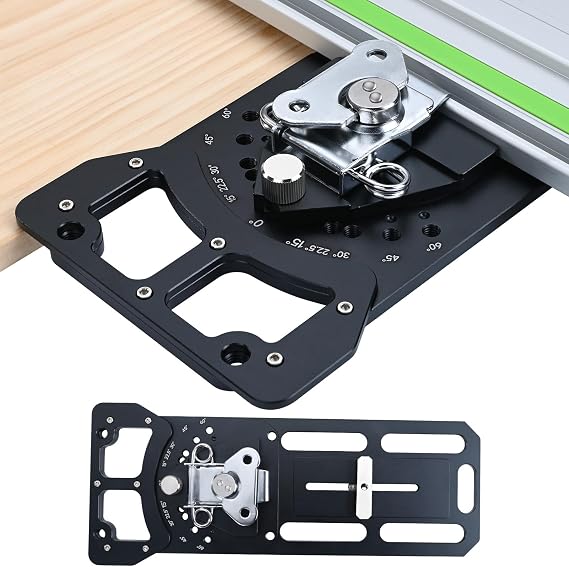 Adjustable Track Saw Square, Compact Multi-Angle Cutting Guide with 11 Angle Stops (-60to 60), Quick Setup Design, Enhanced Edge Support, Compatible with Festool, Makita, DeWalt, Milwaukee