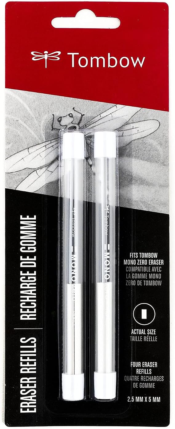 Tombow 57318 MONO Zero Eraser Refill Value Pack, Rectangle, 2.5mm, 4Pk