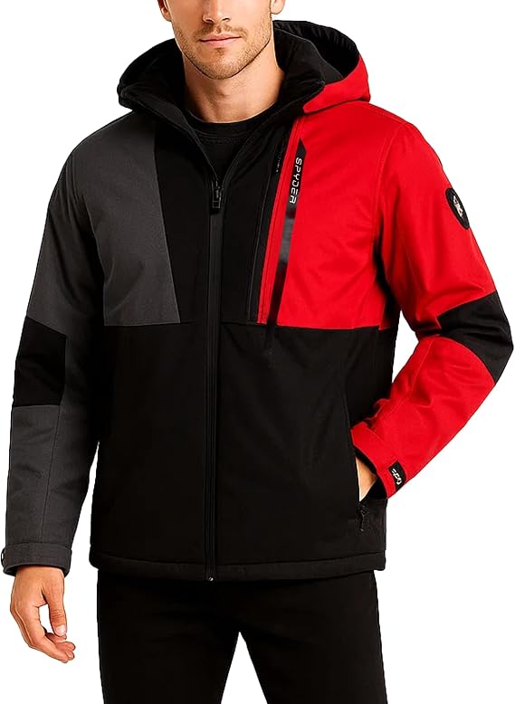 Spyder Mens Snow Jacket - Insulated Heated Ski Jacket Detachable Hood Warm | Warm Cozy Weatherproof Outerwear, Everyday Coat for Skiing, Snowboarding, and Cold-Weather Mountain Days