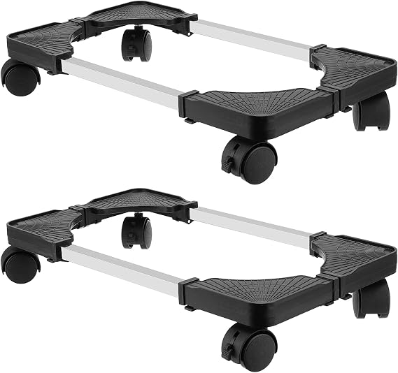2 Pack Computer Tower Stand, Black CPU Stand, Adjustable Mobile CPU Stand with Locking Caster Wheels, PC Tower Stand Holder for Floor Carpet