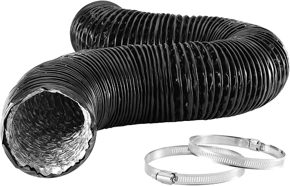 Dryer Vent Hose, 4'' Insulated Flexible Duct 8FT with 2 Duct Clamps, Heavy-Duty Three Layer Protection for HVAC Ventilation, Duct Fan Systems