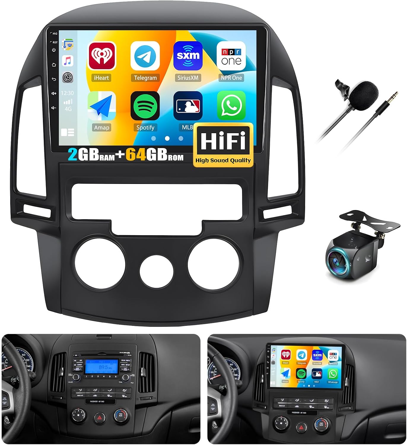 264G] AMprime Android 13 Car Stereo for Hyundai I30 2006-2011 with Wireless Carplay&Android Auto,9 Inch Touch Screen Car Radio with Bluetooth FMRDS Radio HiFi EQ WiFi GPS Dual USBBackup Camera