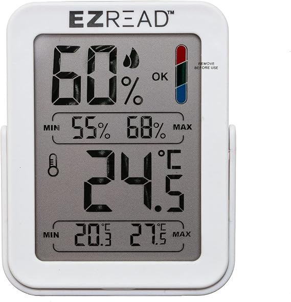 840-1523 Indoor Digital Thermometer & Hygrometer, White, 6"