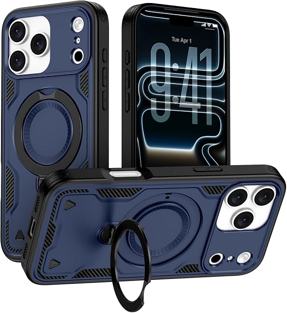 iPhone 17 Pro Max Case with 360 Spin Magnetic Stand Ring Holder 6.9 inch