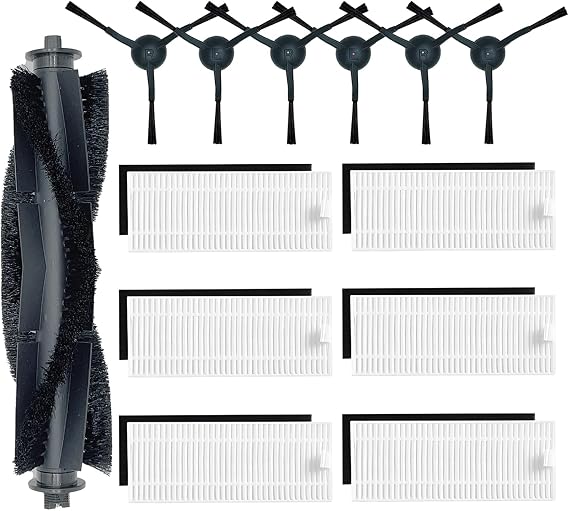 Replacement Parts for ionvac SmartClean V2 Robot Vacuum Cleaner Spare Parts Accessories, 1 Main Roller Brush, 6 Side Brush, 6 Hepa Filter