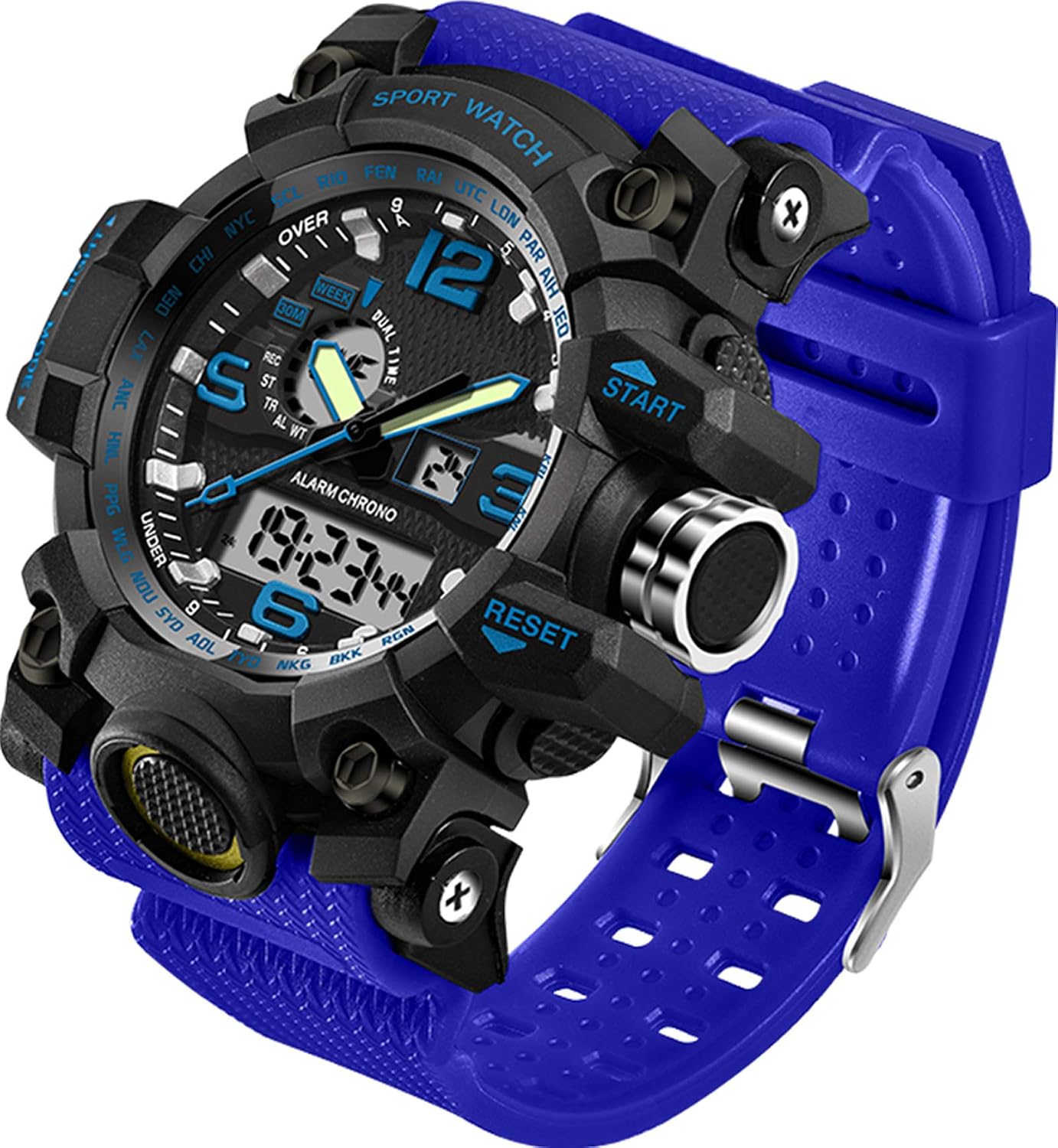 Yihou Mens Military Watch, Tactical Sports Army Big Wristwatch Waterproof Digital Analog Stopwatch for Men Tactics LED Alarm