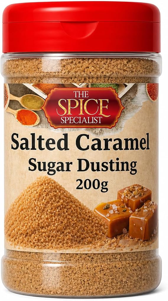 Salted Caramel Hot Drinks Sugar Dusting (200 g) Topper Sprinkles Flavouring - Also for popcorn, cupcake duster, icing, baking