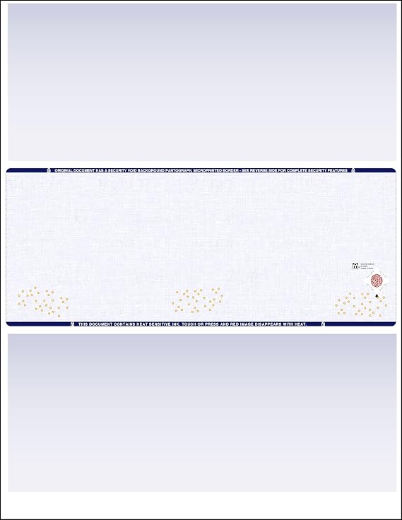 Blank High Security Checks in the Middle - Business Check Stock Paper, Blue (500)