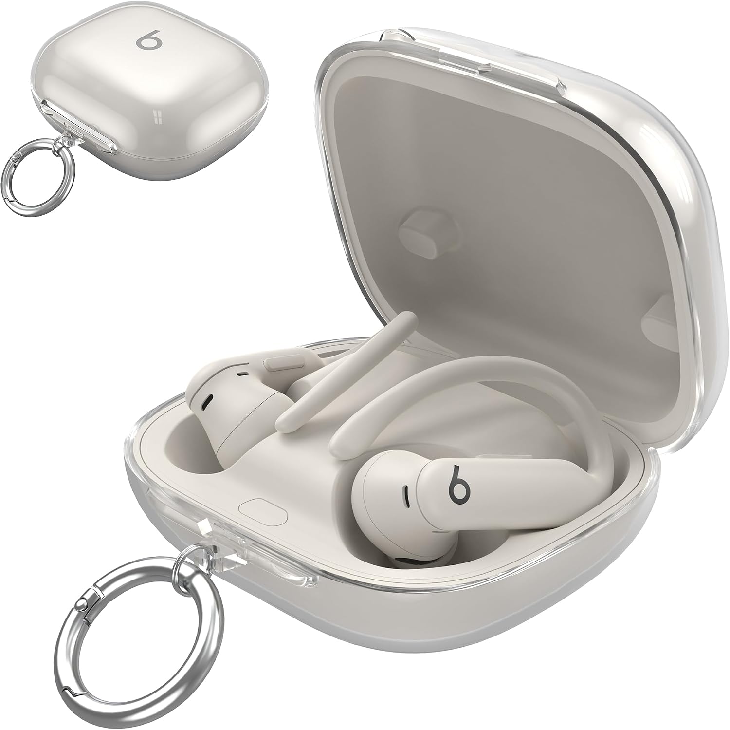 TPU Case for Beats Powerbeats Pro 2 with Keychain,Anti-Lost & Shockproof Protective Cover for Powerbeats Pro2 2025,Durability and Easy Access Headphone Accessories for Men/Women(Transparent