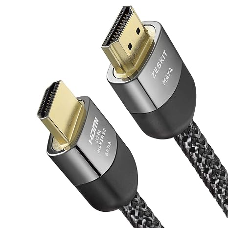 Zeskit Certified 2.1 8K HDMI Cable 48Gbps 4K120Hz Compatible with Soundbar eARC HDR10 VRR Dolby Vision Atmos HDCP 2.2 & 2.3 Gaming PS5 Xbox Series X Apple TV Roku (Ultra High Speed, Maya Short 1.5ft)
