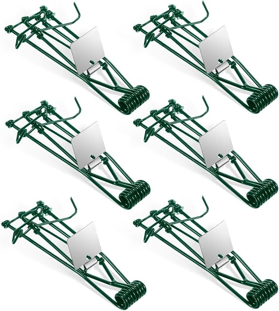 6 Pack Gopher Trap Reusable Mole Trap Easy Set Metal Mole Traps for Lawns Ground Moles Traps Gopherhawk Outdoor for Lawn Yard Garden (6, Green)