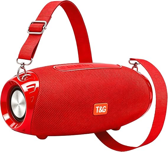 T&G TG Portable Bluetooth Speaker, IPX5 Waterproof Speaker with Strap | 20W TWS Wireless ourdoor speaker for bike ,Travel and Camping Speaker with sd card slot and FM Radio , Gift , Red