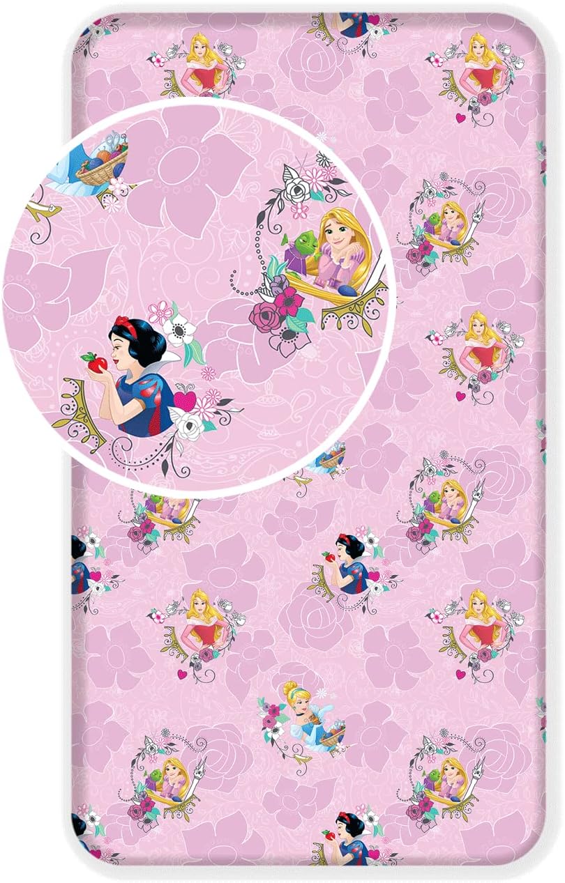 Disney children's bed sheet Princess Snow White Cinderella Rapunzel Sleeping Beauty 90x200  25 cm 100% Cotton