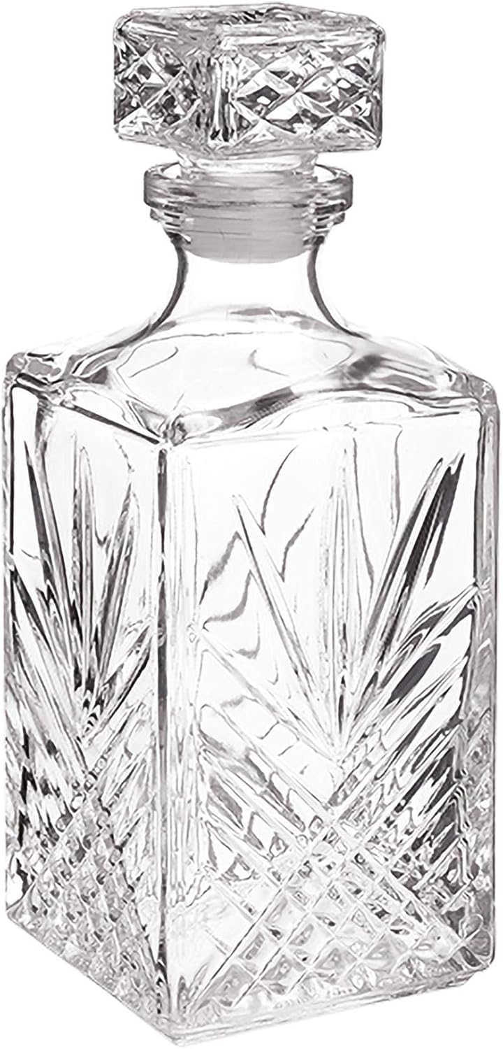 Bormioli 1 Litre Cut Glass Square Glass Decanter Whisky Decanter