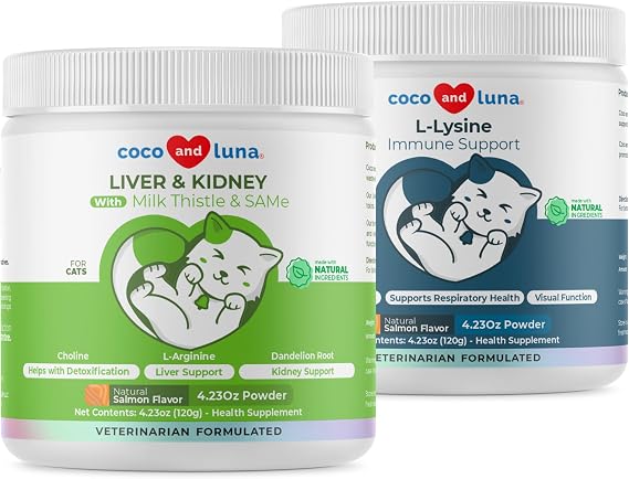 Immunity + Liver and Kidney Support for Cats - with Milk Thistle, Same, L-Arginine & Turmeric, and Dandelion Root for Detox.