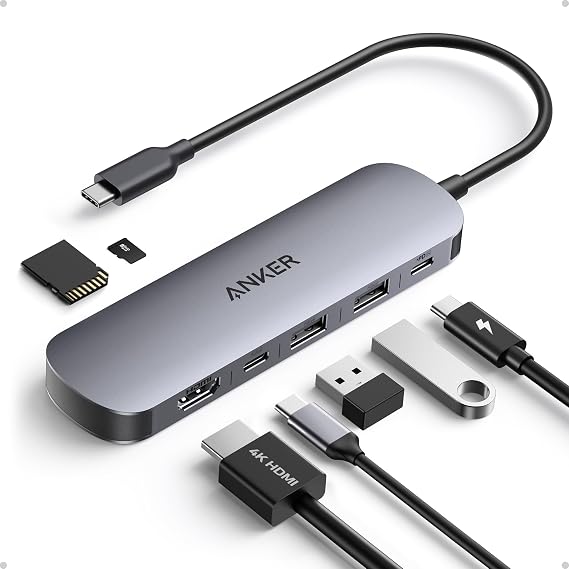 Anker USB C Hub, 7in1 Multi-Port USB Adapter, 4K@60Hz USBC to HDMI Splitter