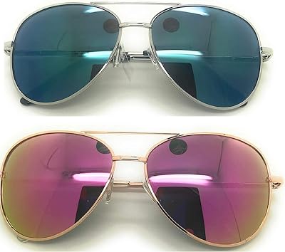 2 Pairs Bifocal Reading Sunglasses for Women or Men 100% UVA & UVB Aviator Mirrored Lens