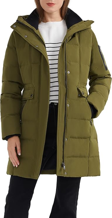 Orolay Women's Hooded Winter Down Coat Quilted Mid Length Puffer Jacket