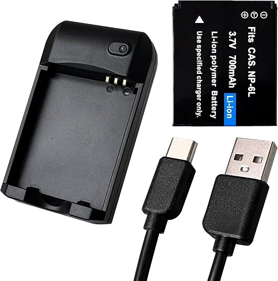 NP-6L Battery Charger with CAS. NP-6L 3.7V 700mAh Battery