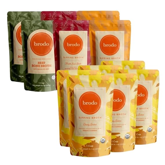 Brodo Organic Chicken & Classic Bone Broth Variety Pack Collagen Protein