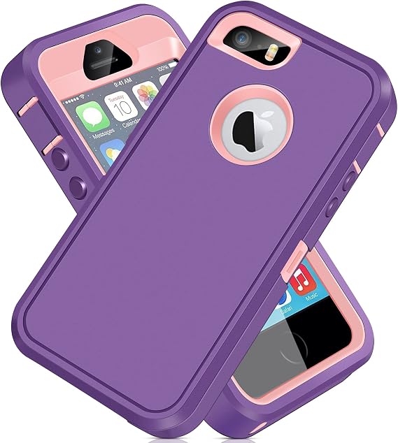 ACAGET for iPhone 5 5S Cases Heavy Duty Protective Phone Cover Purple/Pink