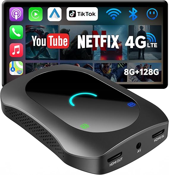 Magic AI Box, Wireless CarPlay/Android Auto Adapter, Car Video Box Supports for Netflix/YouTube/TikTok/TF Card, DriveChat AI Smart Box with GPS/Dual Bluetooth