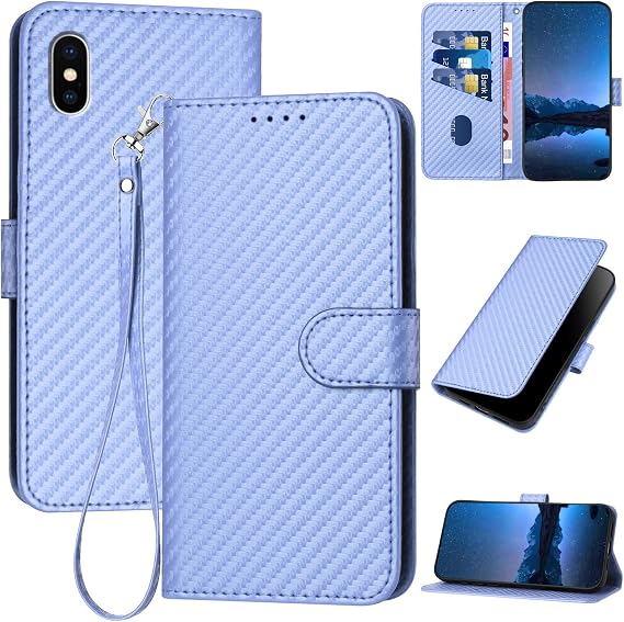 Compatible iPhone XS Case, Notebook Type iPhone X Case, Notebook Type, Carbon Fiber Style iPhone 10 Case, Stylish and Simple, Overflowing with iPhone XS Case, Lightweight, Slim iPhone XS