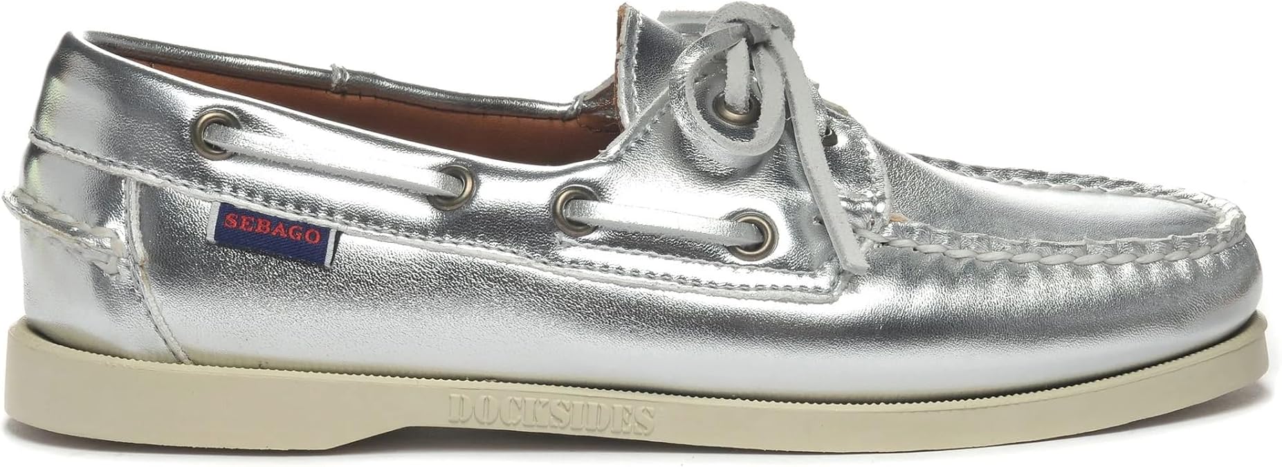 Sebago Women's Docksides Portland Met Boat Shoe Handsewn Leather Moccasin with Non-Marking Rubber Sole