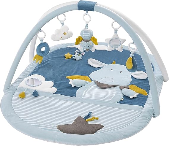 Fehn 3D activity blanket and game mat with 5 removable toys, 0+ years old, Blue Castle