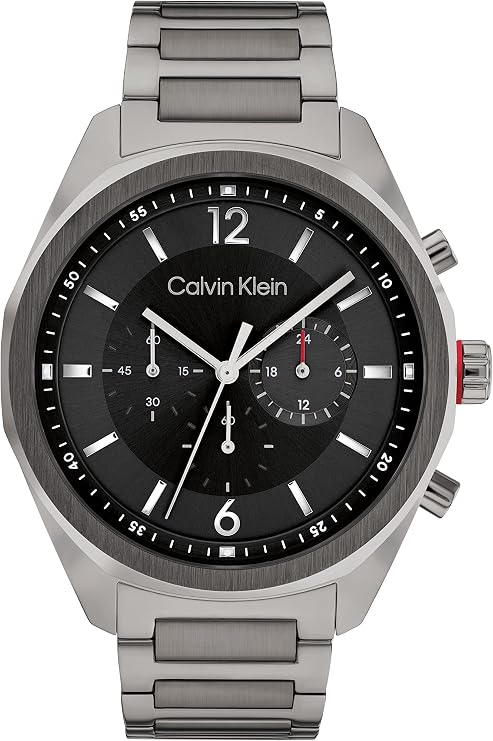 Calvin Klein Chronograph Quartz Watch for Men CK Force Collection with Stainless Steel Bracelet