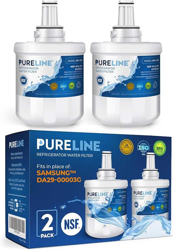 Pureline DA29-00003G Water Filter Replacement for Samsung DA29-00003G, Aqua-Pure Plus, Samsung RSG257AARS, DA29-00003F DA29-00003B, DA29-00003A, HAFCU1, RS22HDHPNSR, RF267AERS, HDX-FMS-1. (2 Pack)